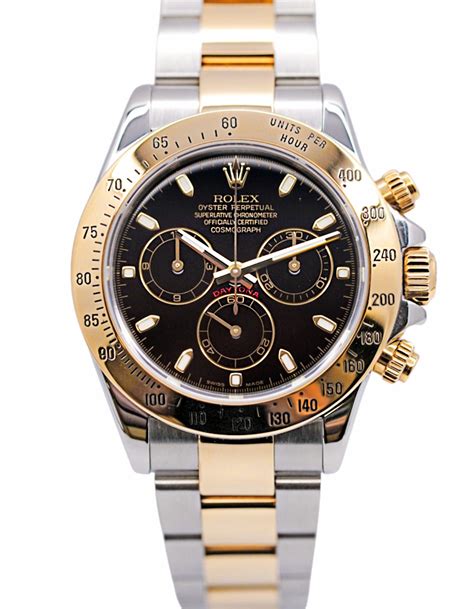 rolex daytona two tone gold dial black ring|rolex daytona rainbow.